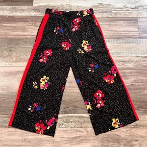 BP Nordstrom Crop Palazzo Pants Sz M Floral Side Stripe Flowy Vibrant Black Red